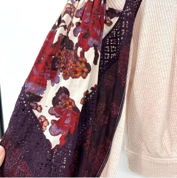 NWT New Free People Casual Clash Thermal Top With Contrasting Balloon Sleeves XS - Picture 6 of 8